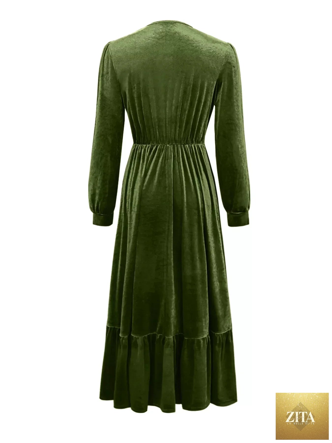 Long sleeve dress with ruffled hem by Shopiebay, featuring a stylish design and feminine details in the image.