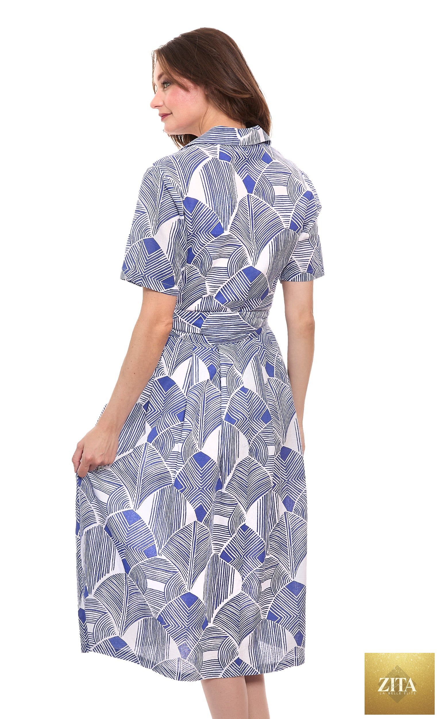 Hudson Tiered Dress Navy White Geo