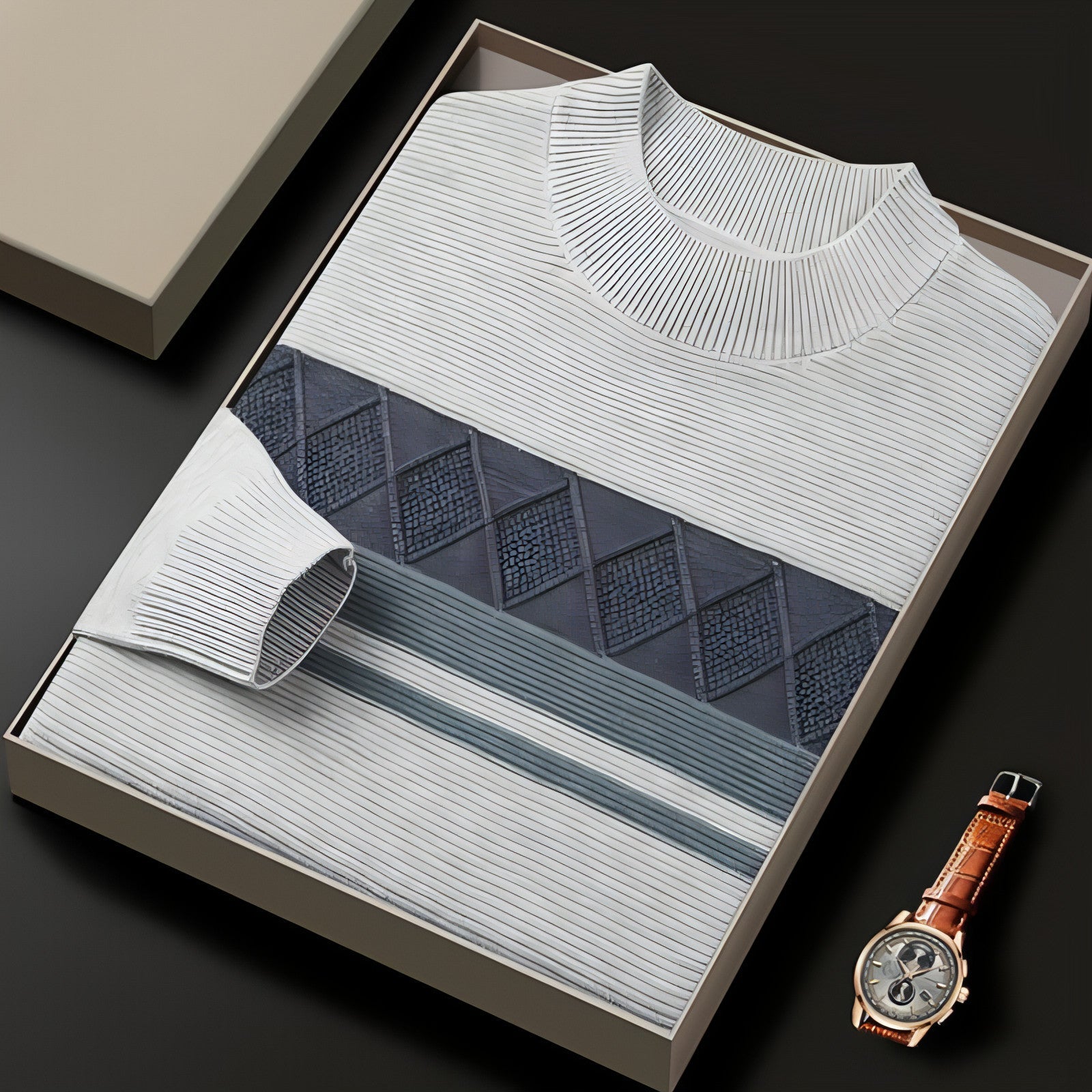 Winter Men's Round Neck Warm Sweater Carmine Juneberry