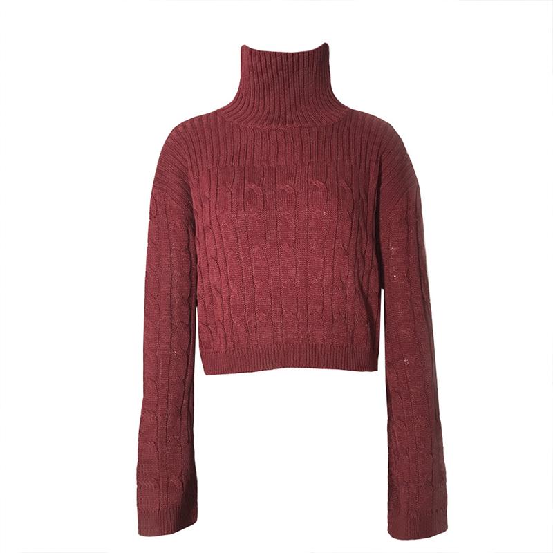 Wine red knitted turtleneck jumper christmas sweater Winter Jade