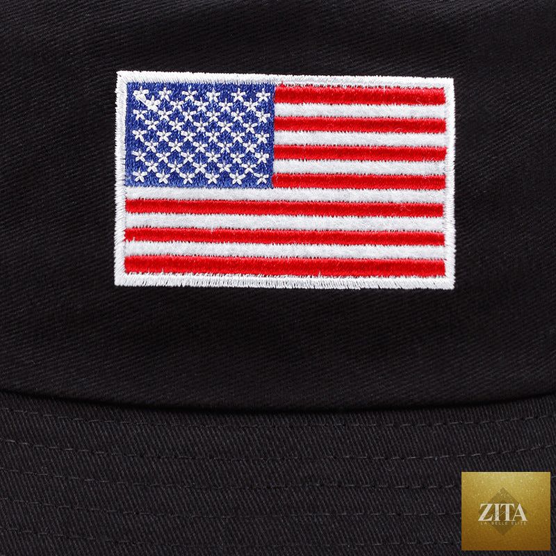 Stars And Stripes Embroidered Fisherman Sun-proof Bucket Hat