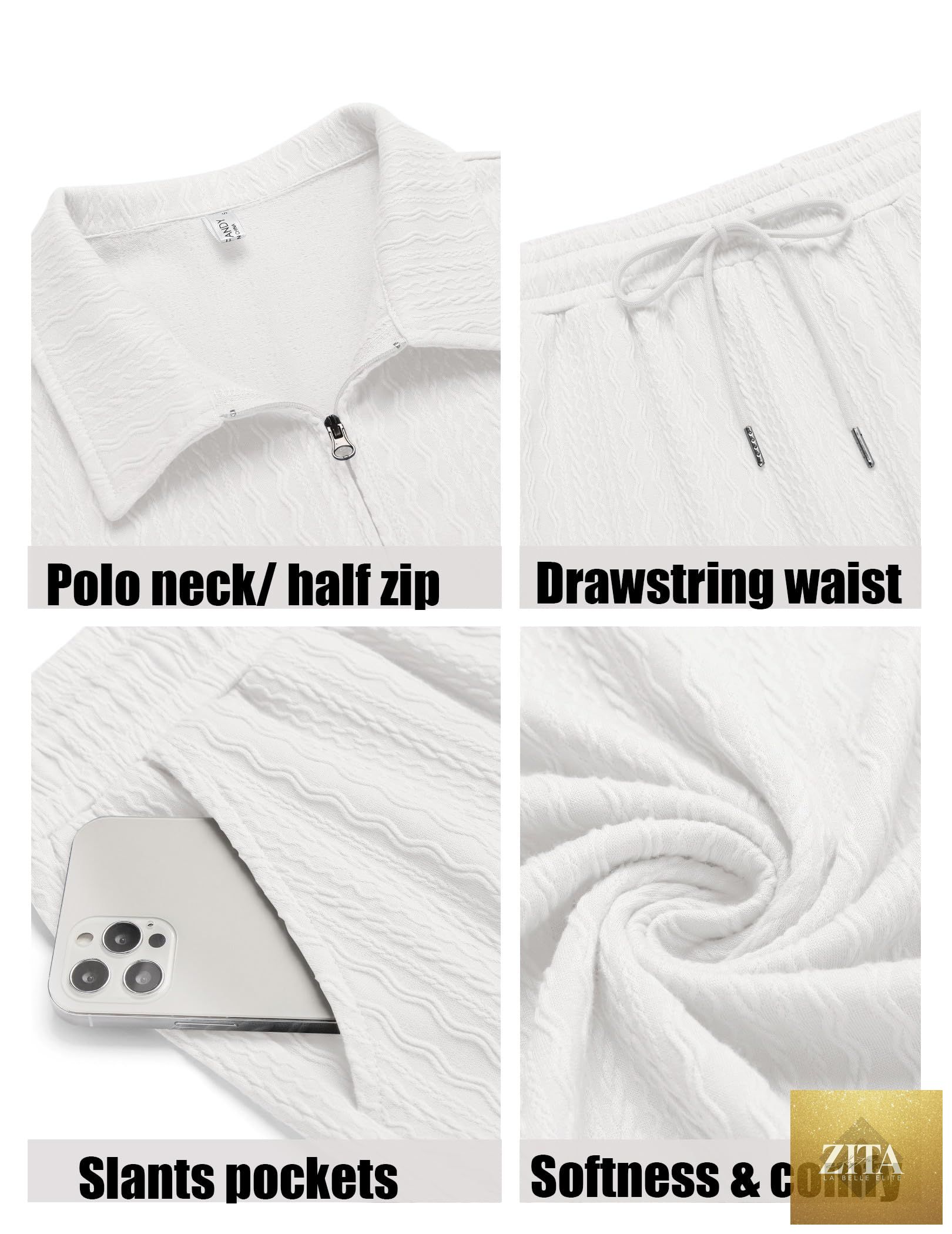 COOFANDY Men's 2 Pieces Outfits Casual Quarter Zip Polo Shirt and Shorts Set Athletic Jogging Summer Tracksuit