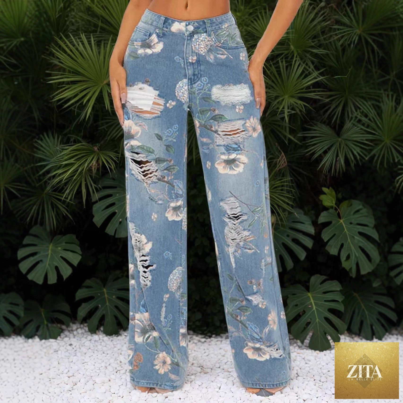 High-waisted Loose-fitting Wide-leg Floor-length Pants