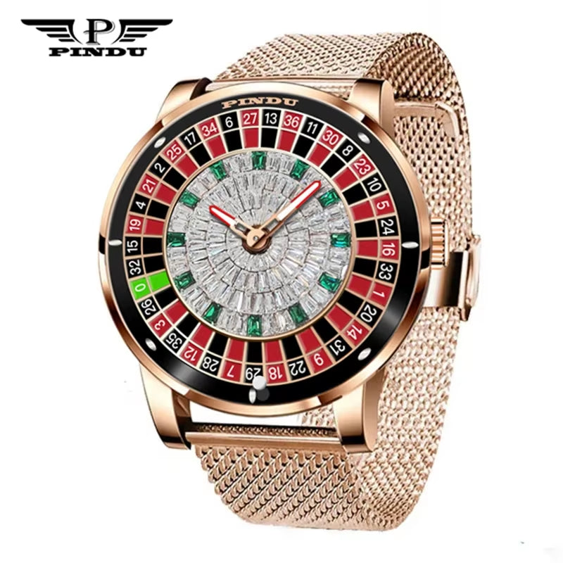 Design Watch NH35A Automatic Mechanical Wristwatches Las Vegas Roulette Diamond Luminous Pointer Montre Homme