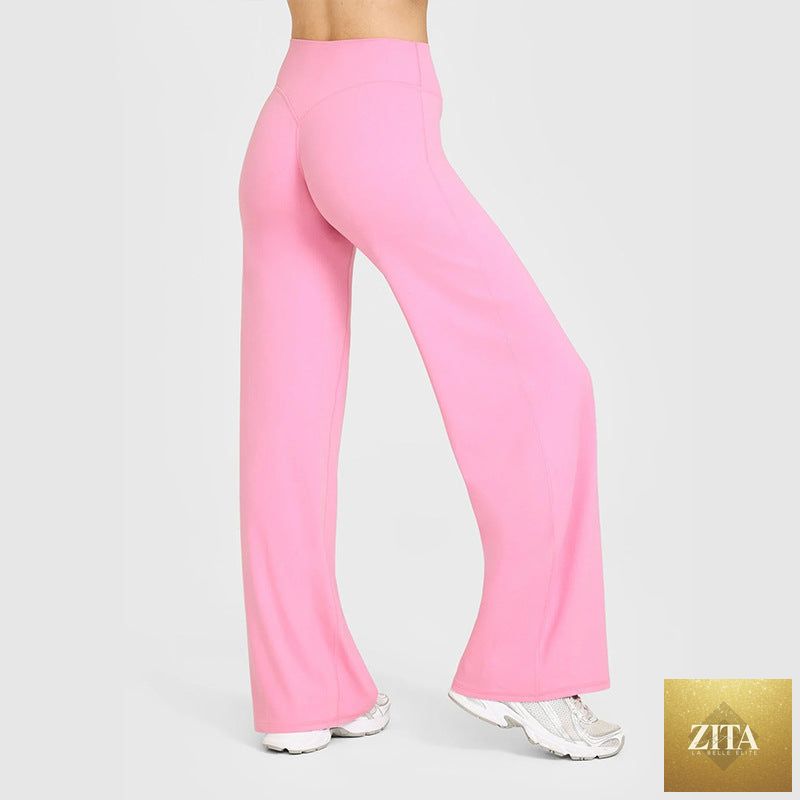 Loose Straight-leg Yoga Pants That Create A Slimming High-waisted Look