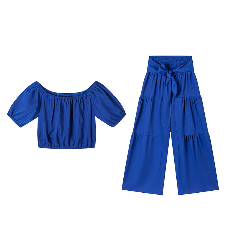 FitiqueFit high-waist flared pants and top two-piece casualwear set in seven colors, available in sizes S to 2XL.