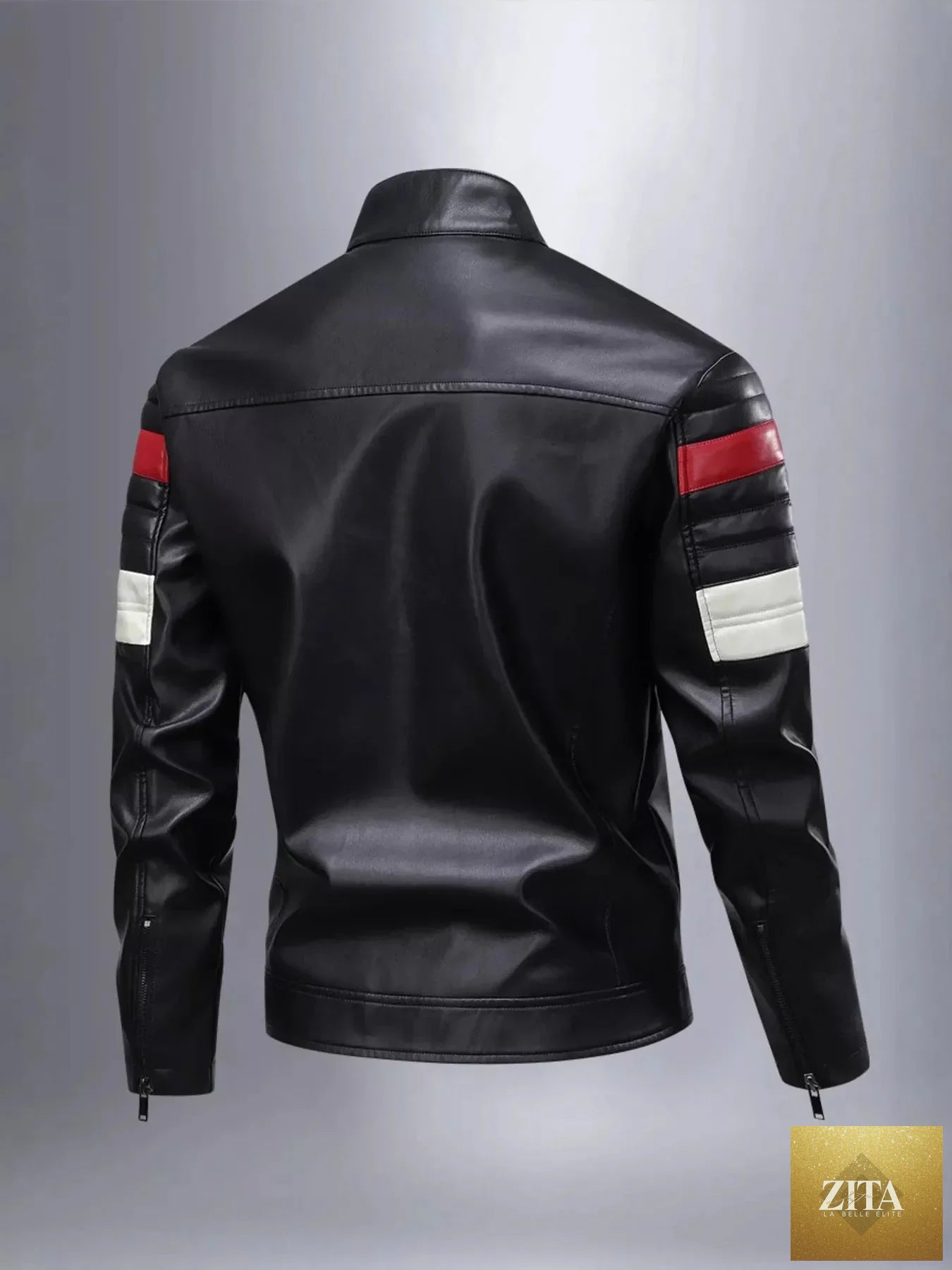 Men's Full Size Color Block Motorcycle Leather Jacket Plus Size