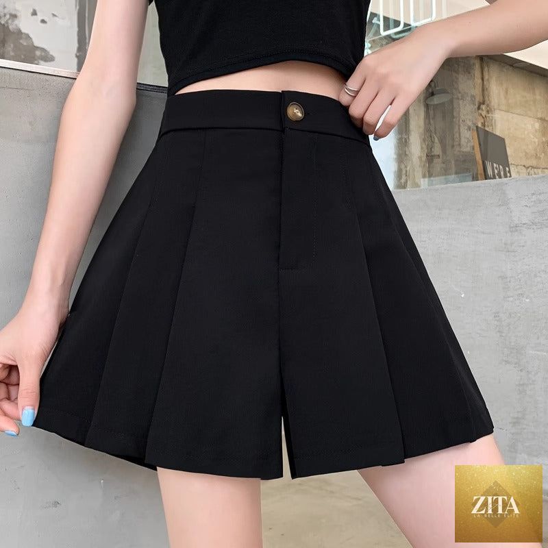 Stretchy High-waisted Pleated Wide-leg Casual Pants That Slim The Figure And Are Versatileperfect As An A-line Hot Pant