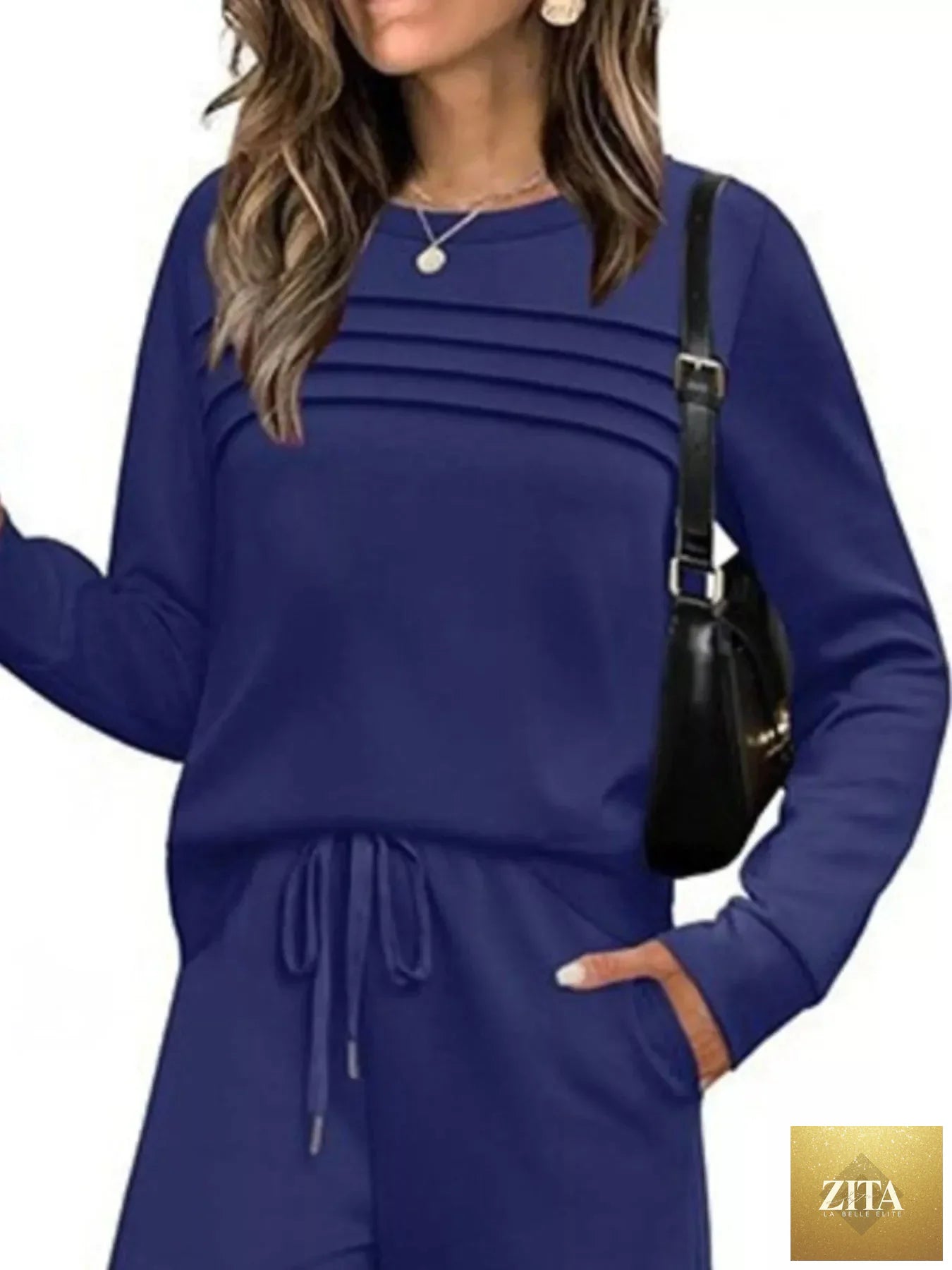 Full Size Long Sleeve Round Neck Top and Pants Set Plus Size