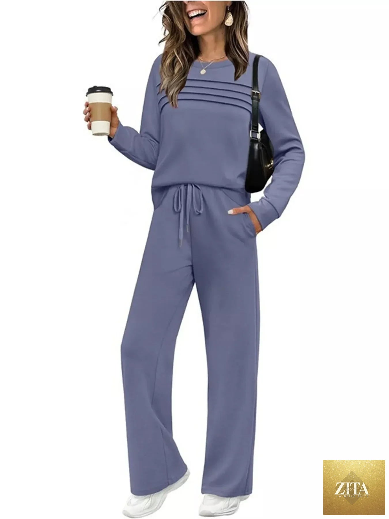 Full Size Long Sleeve Round Neck Top and Pants Set Plus Size