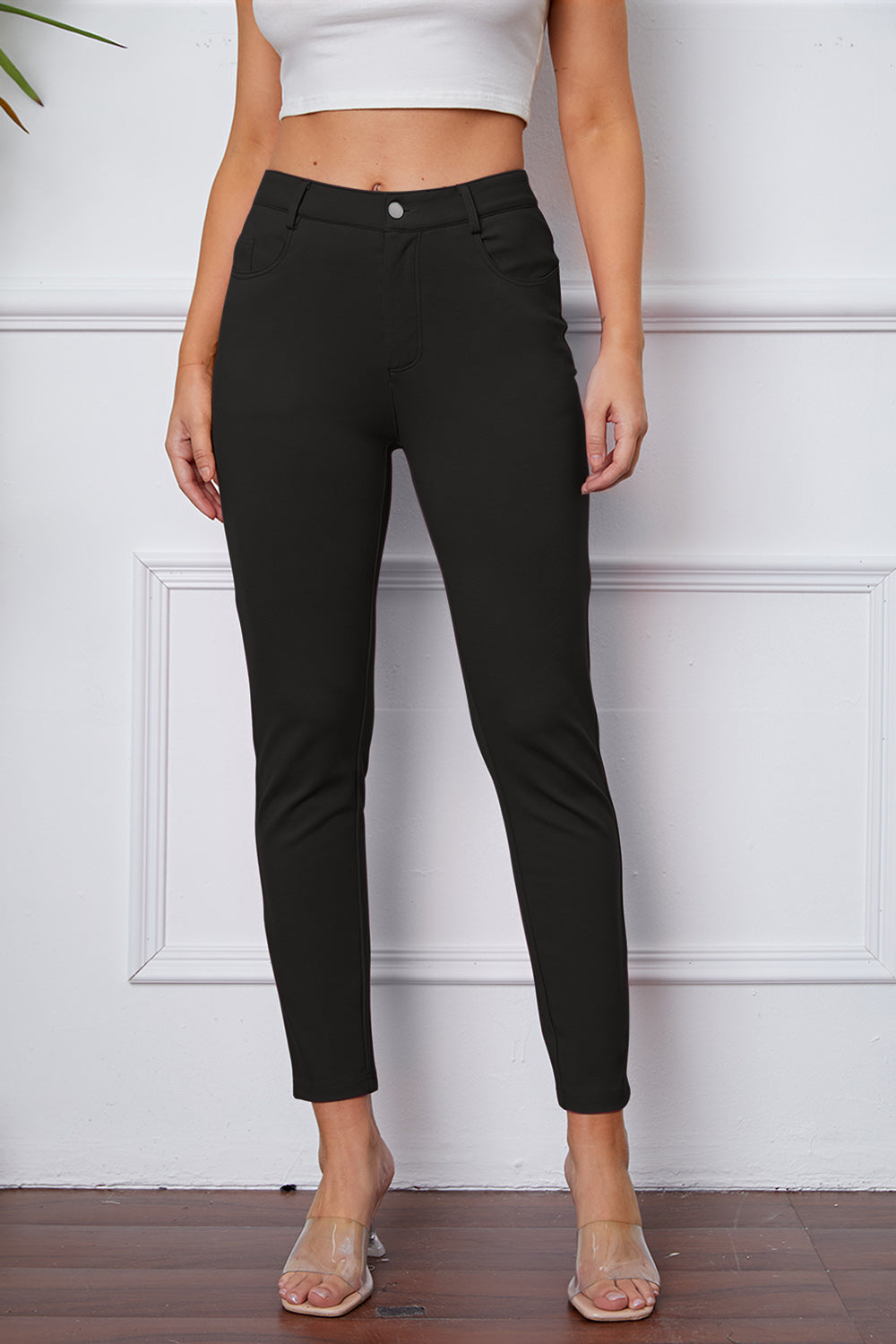 StretchyStitch Pants By Basic Bae Pocketed Opaque Stretch For Women All Day Comfort