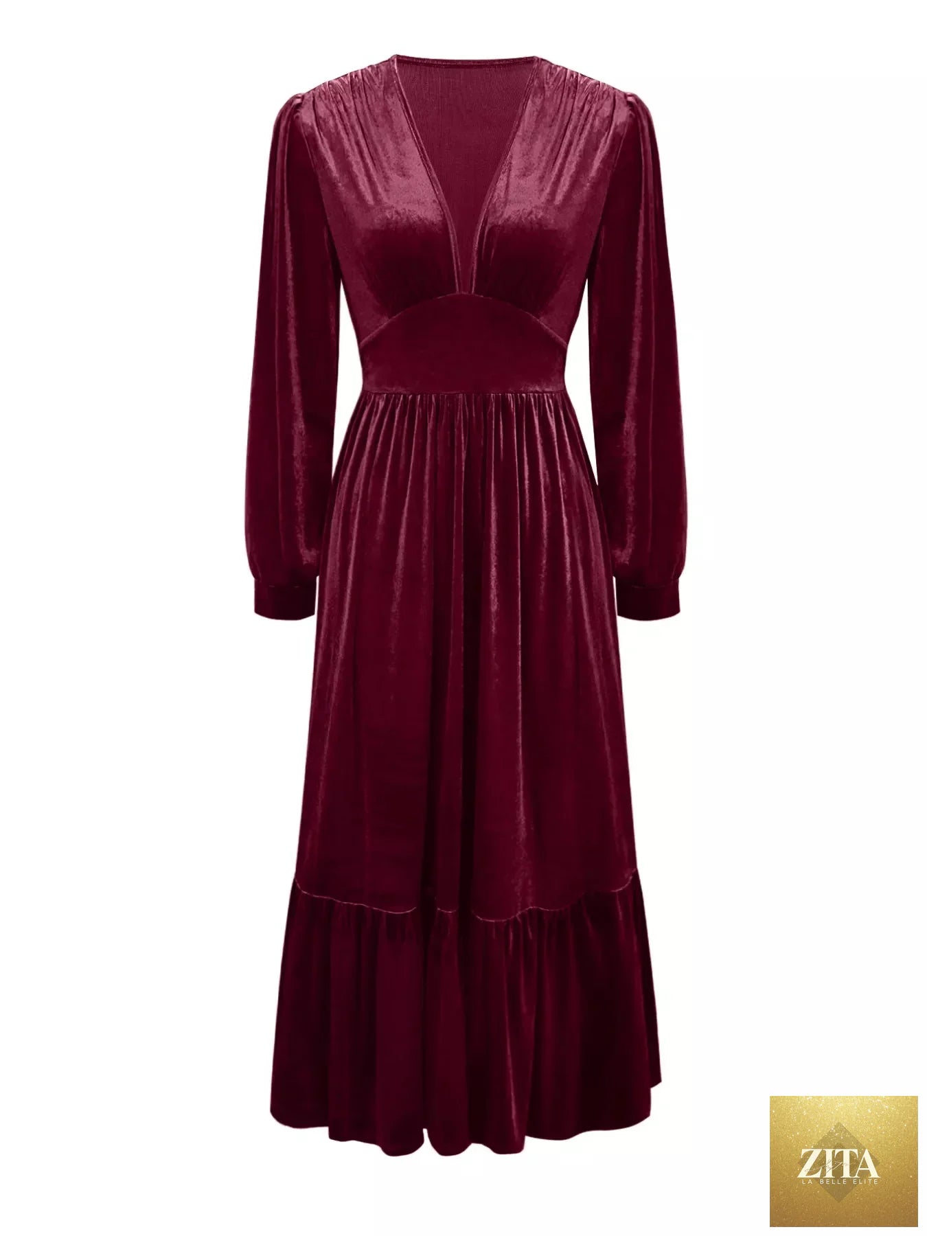 Shopiebay ruffled hem long sleeve dress featuring a flowing design and elegant details, perfect for stylish occasions.
