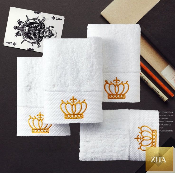Large cotton beach towel with custom embroidery, perfect for boutique hotel or sauna use, featuring a soft, absorbent fabric.
