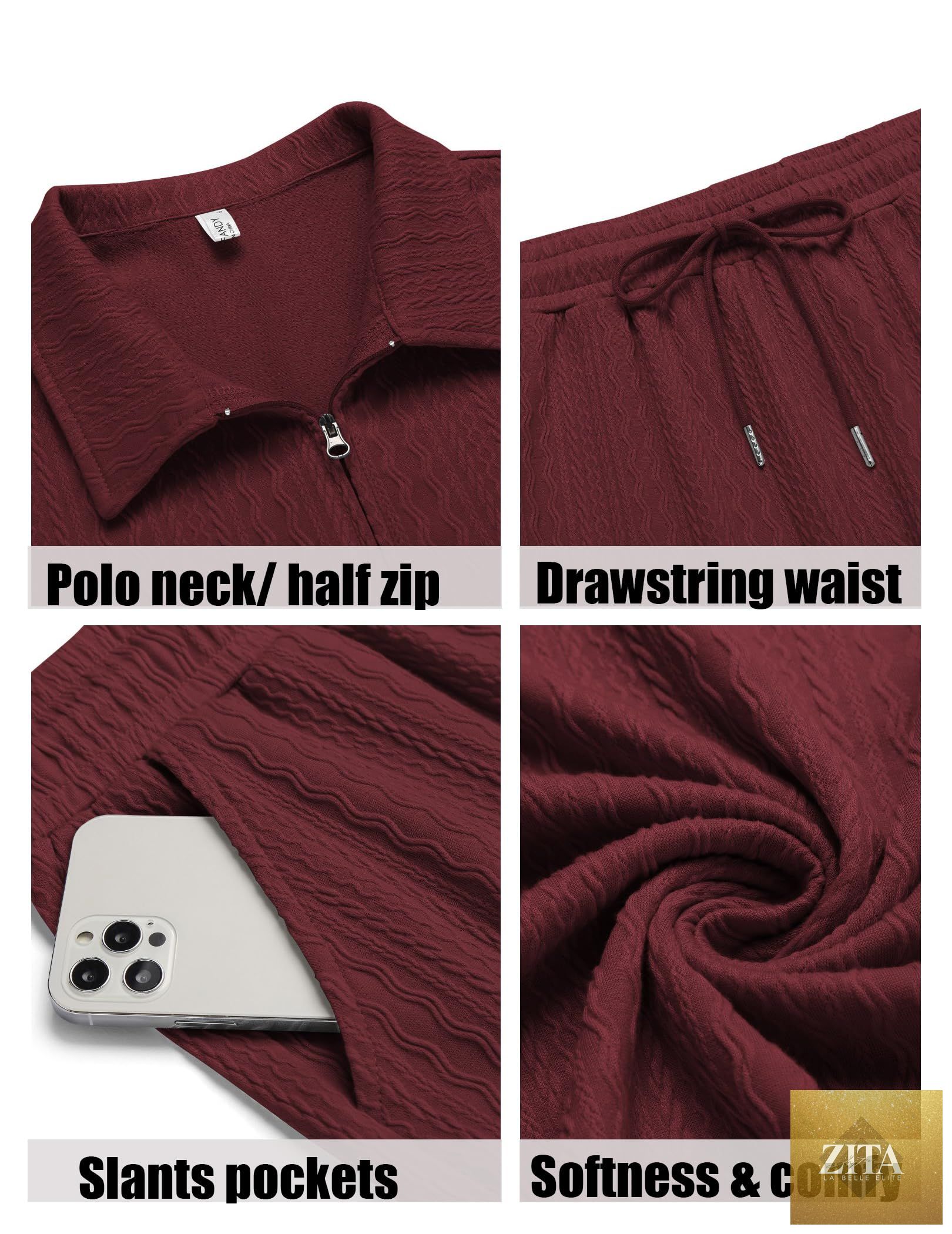 COOFANDY Men's 2 Pieces Outfits Casual Quarter Zip Polo Shirt and Shorts Set Athletic Jogging Summer Tracksuit