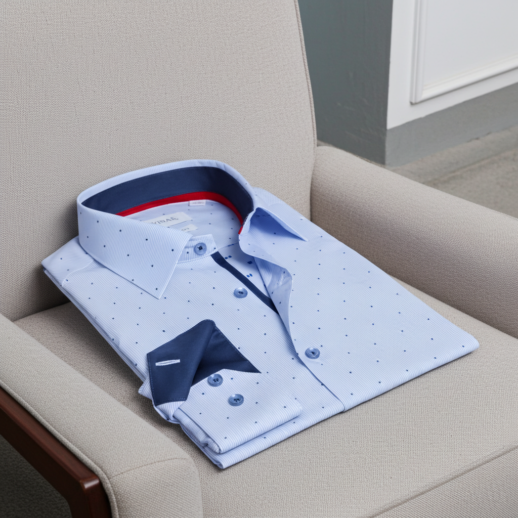 LEVINAS® navy stripe button-up shirt with contrast details, contemporary fit, ideal for casual or smart-casual wear.
