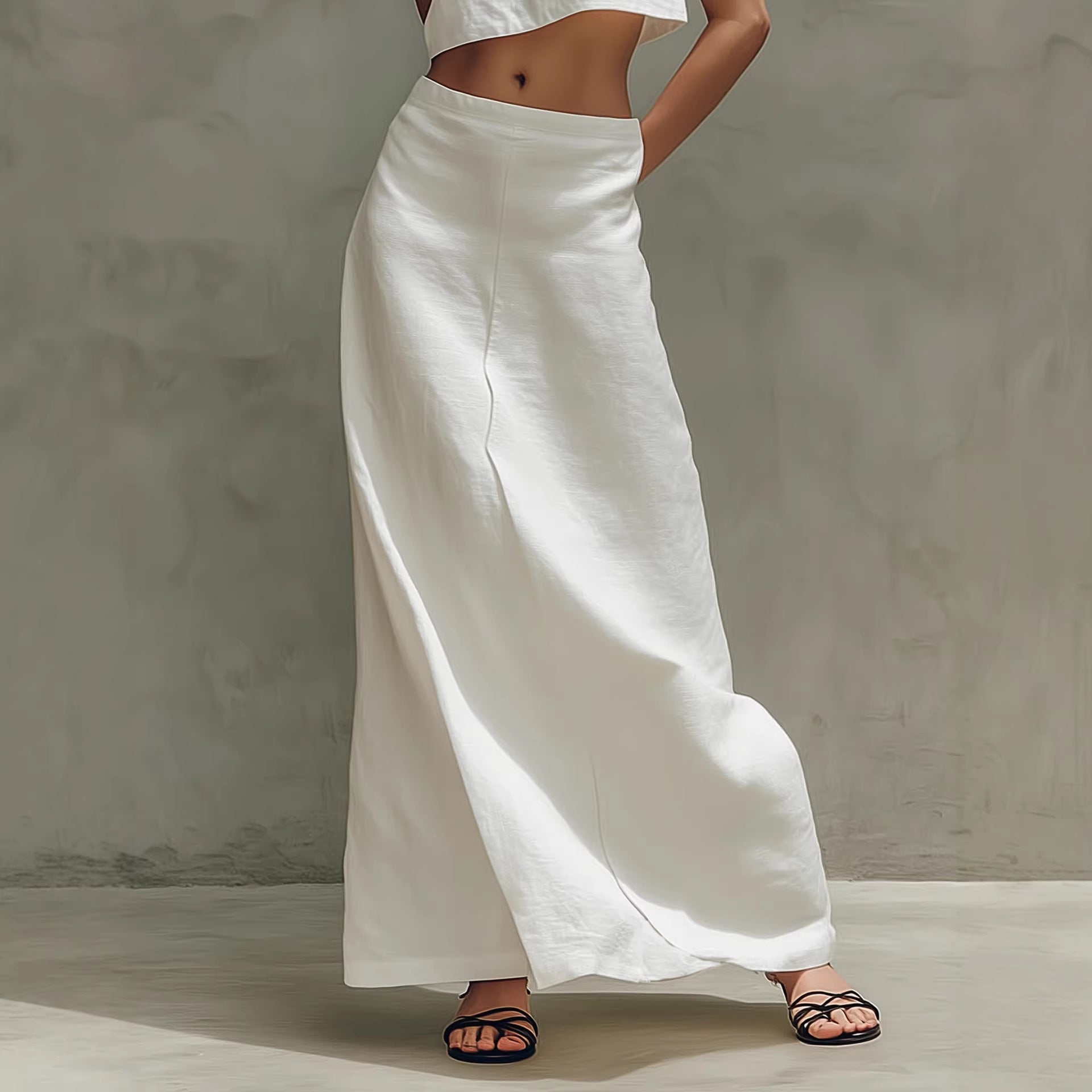 Women's sleeveless slimming maxi dress two-piece casualwear set by FitiqueFit, featuring a fitted top and flowing skirt in a stylish design.