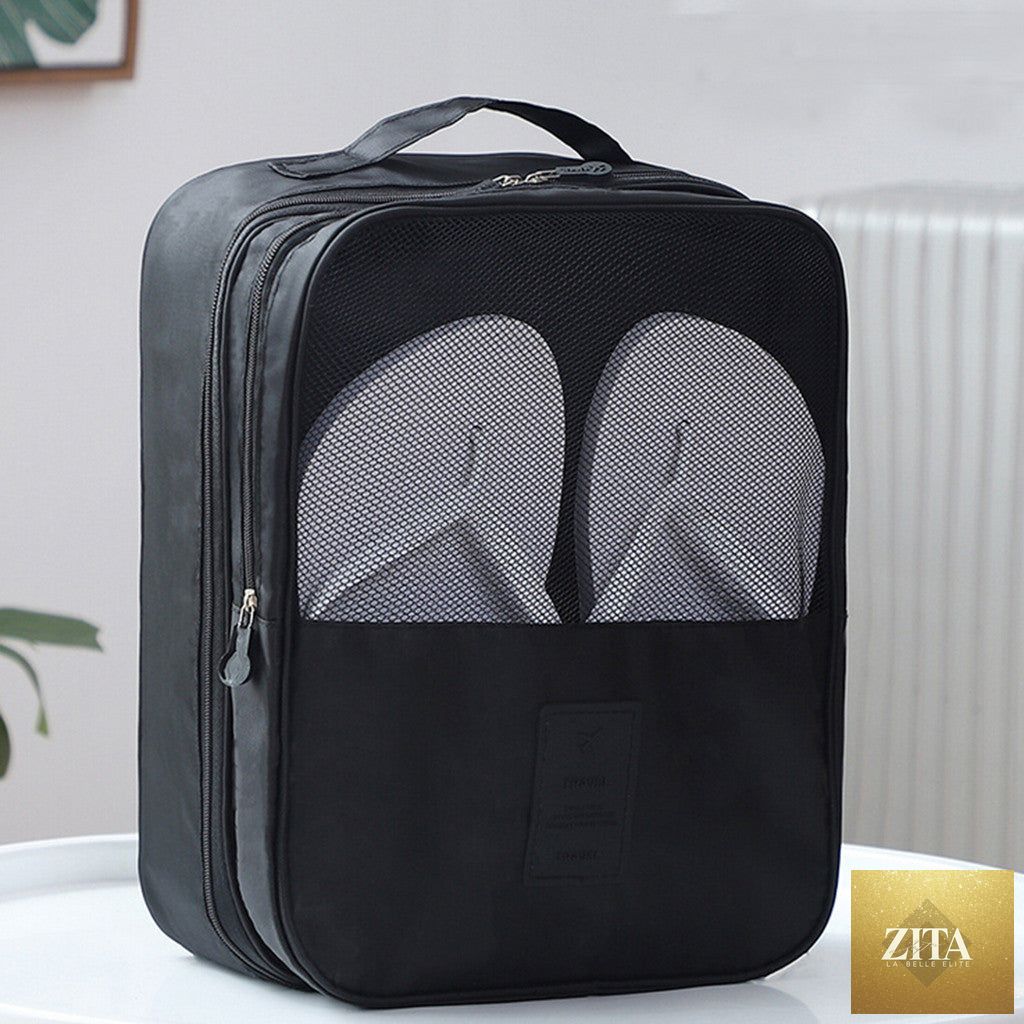 Twill Oxford Cloth Shoes Travel Storage Bags Three-layer Waterproof Shoe Bag