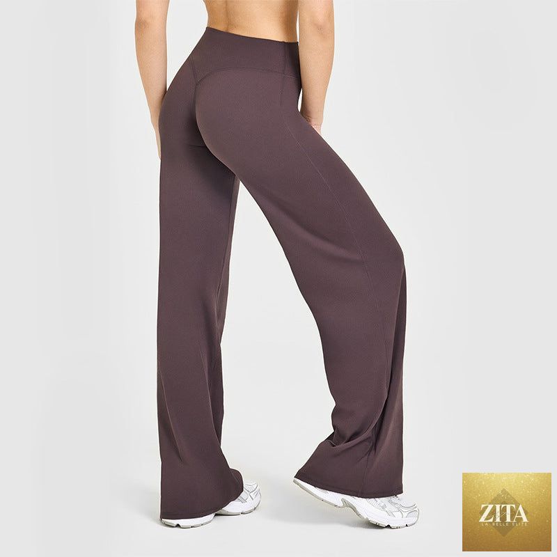 Loose Straight-leg Yoga Pants That Create A Slimming High-waisted Look