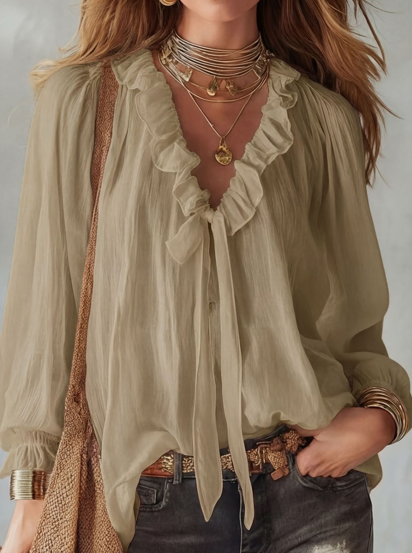 FitiqueFit V-neck loose-fit casual shirt top in no-iron fabric, displayed in eight different colors.