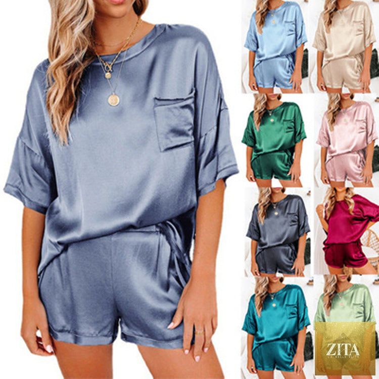 JONICE'S short sleeve pajama set for women, soft sleepwear home clothing with comfortable fabric and relaxed fit.