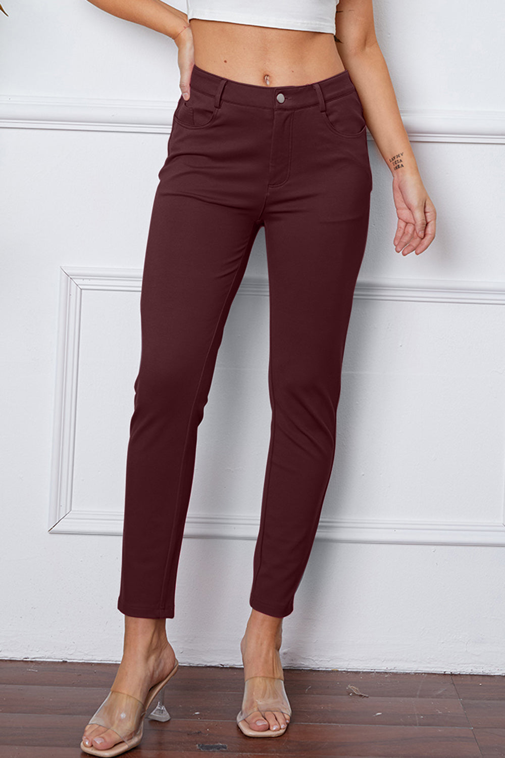 StretchyStitch Pants By Basic Bae Pocketed Opaque Stretch For Women All Day Comfort