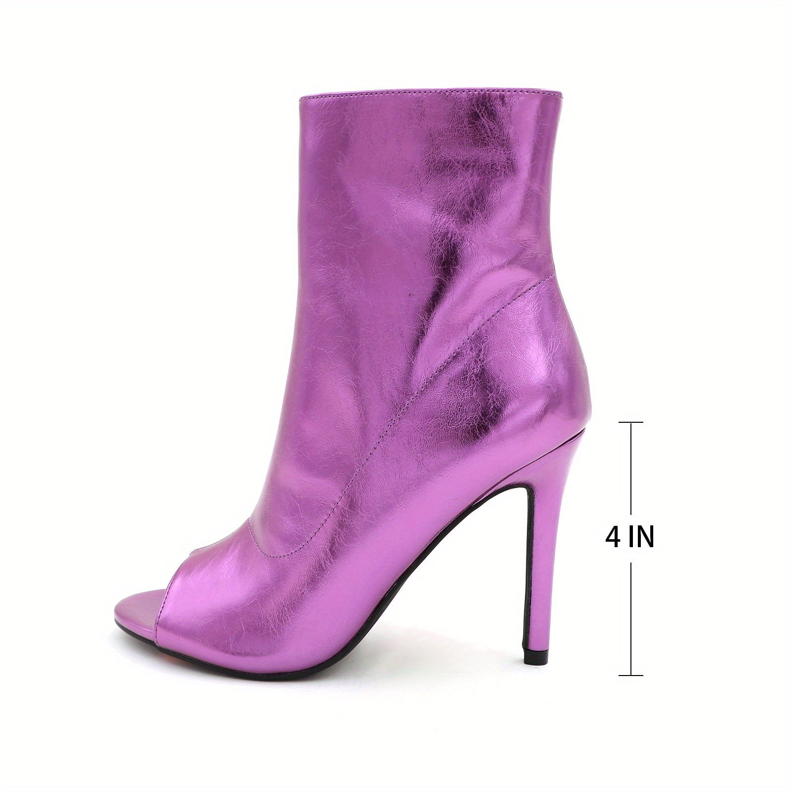 Shiny metallic silver stiletto boots for women, perfect for dance parties, with a sleek, high heel design.