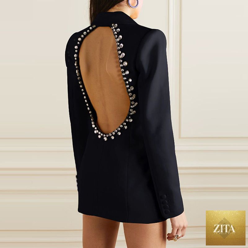 Women's personalized mid-length blazer by Sell My Stuff, tailored fit, stylish design, shown in a neutral color.