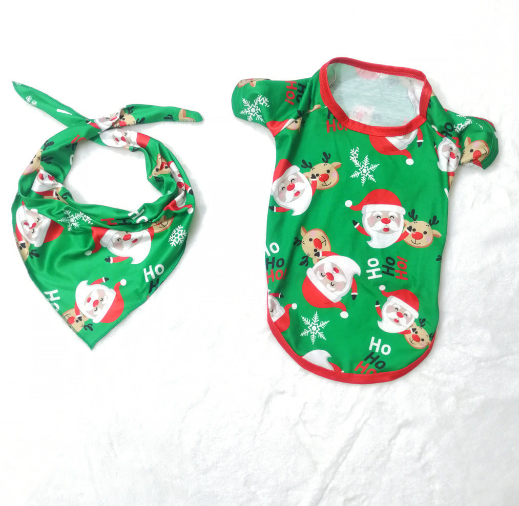 Family wearing matching Christmas pajamas with Santa Claus print, festive sleepwear for holiday family photos by FitiqueFit.