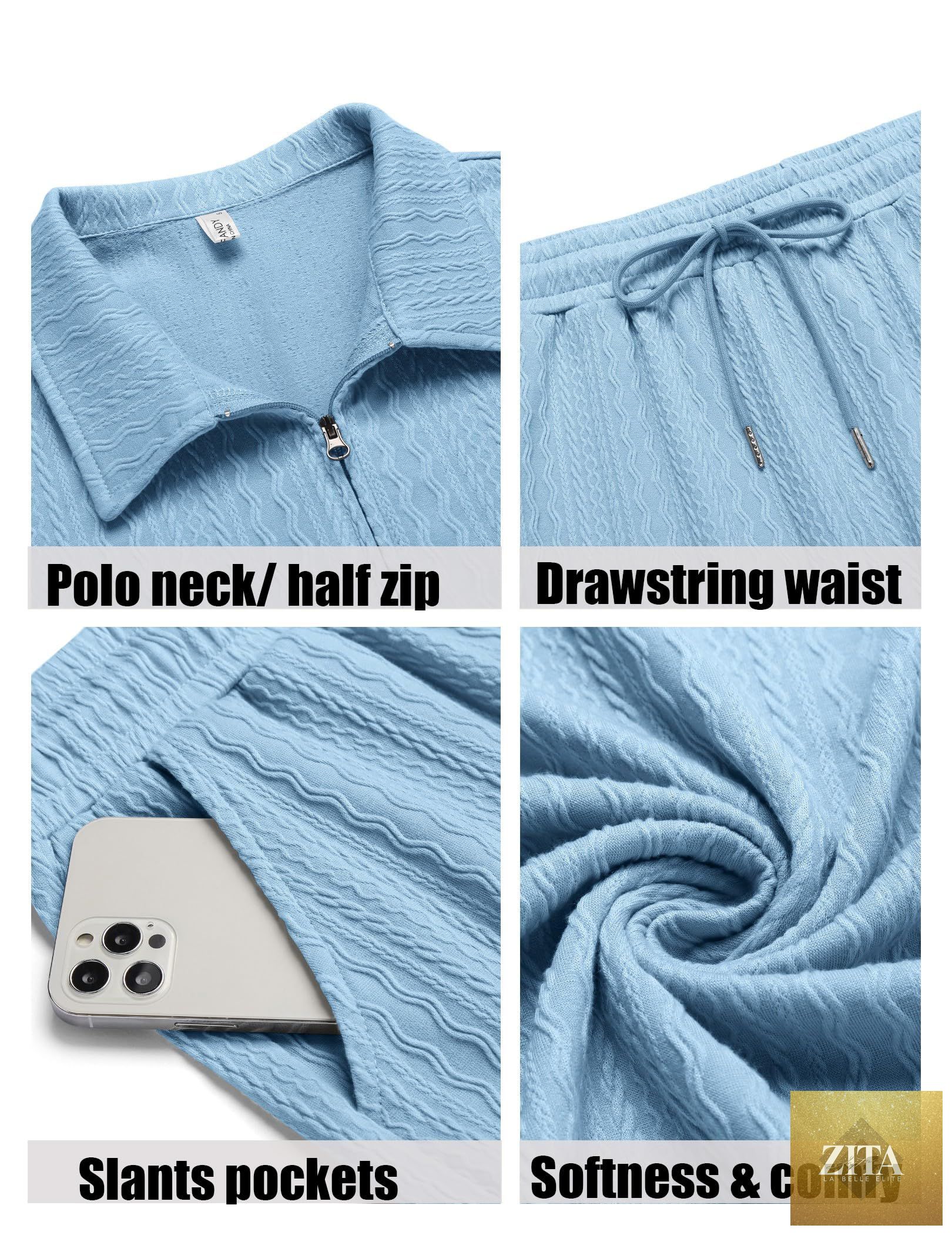 COOFANDY Men's 2 Pieces Outfits Casual Quarter Zip Polo Shirt and Shorts Set Athletic Jogging Summer Tracksuit