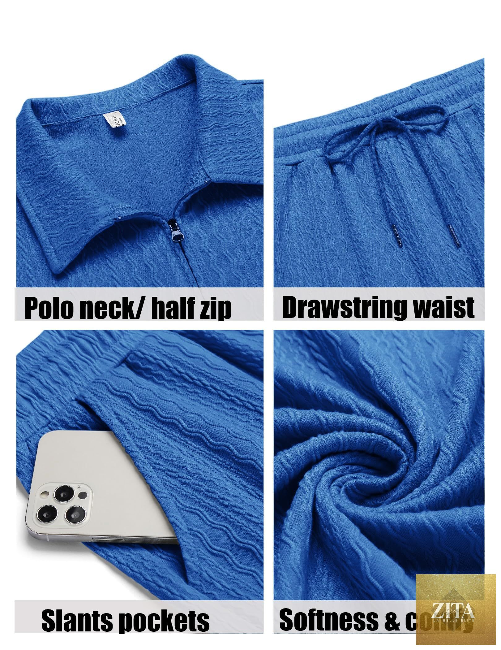 COOFANDY Men's 2 Pieces Outfits Casual Quarter Zip Polo Shirt and Shorts Set Athletic Jogging Summer Tracksuit