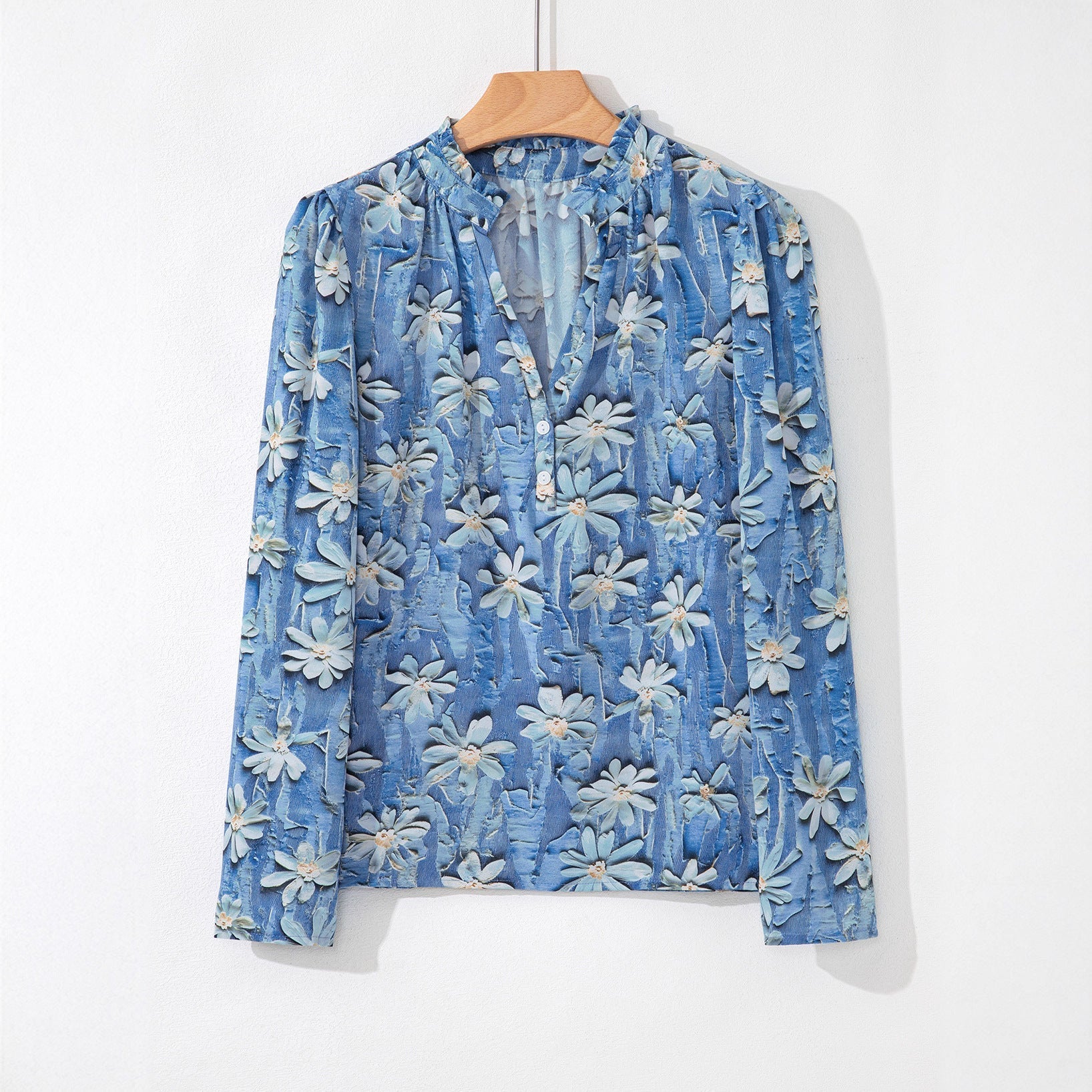 Women's floral print chiffon blouse by FitiqueFit, loose fit long-sleeve casual top with retro floral pattern and lightweight fabric.