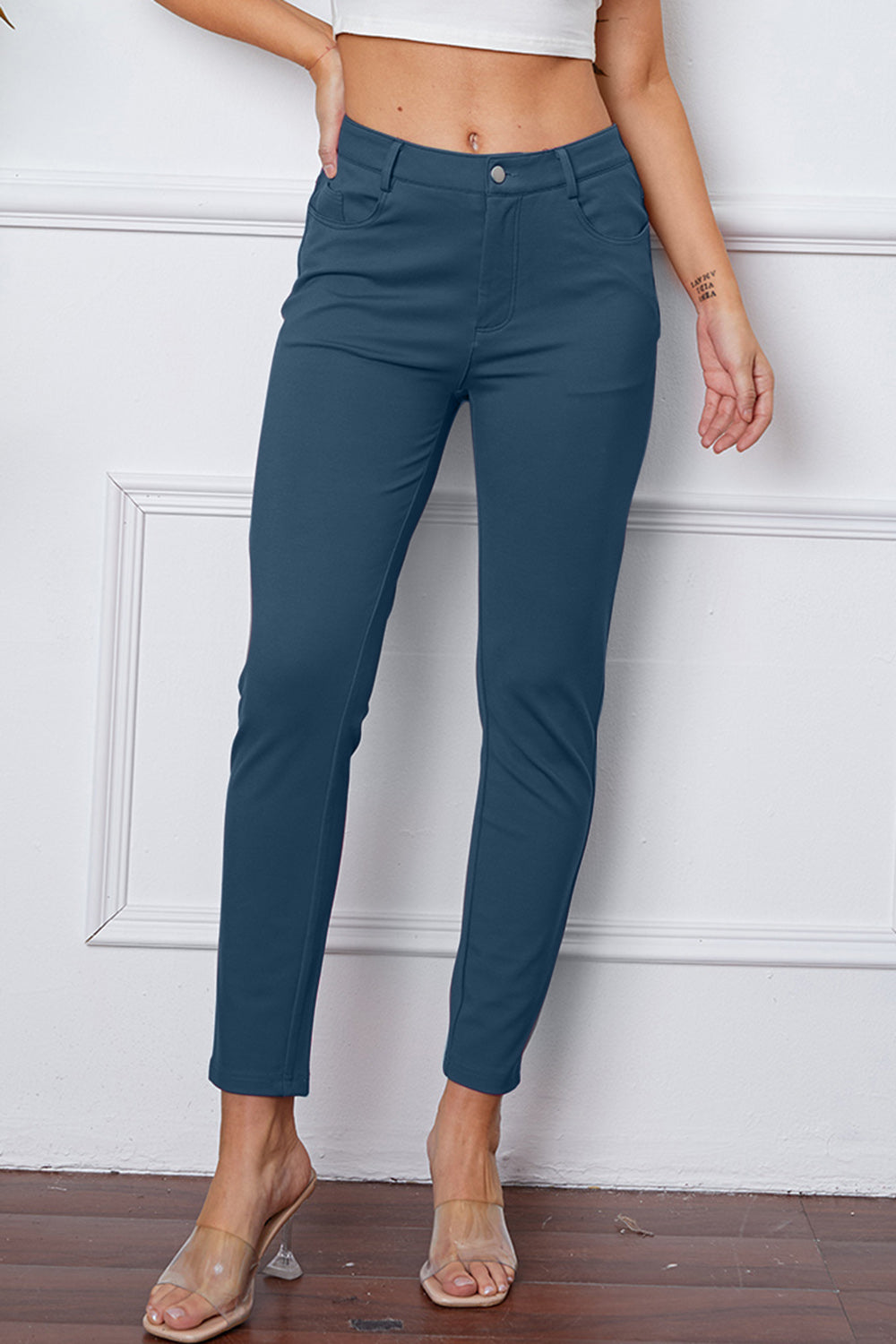 StretchyStitch Pants By Basic Bae Pocketed Opaque Stretch For Women All Day Comfort