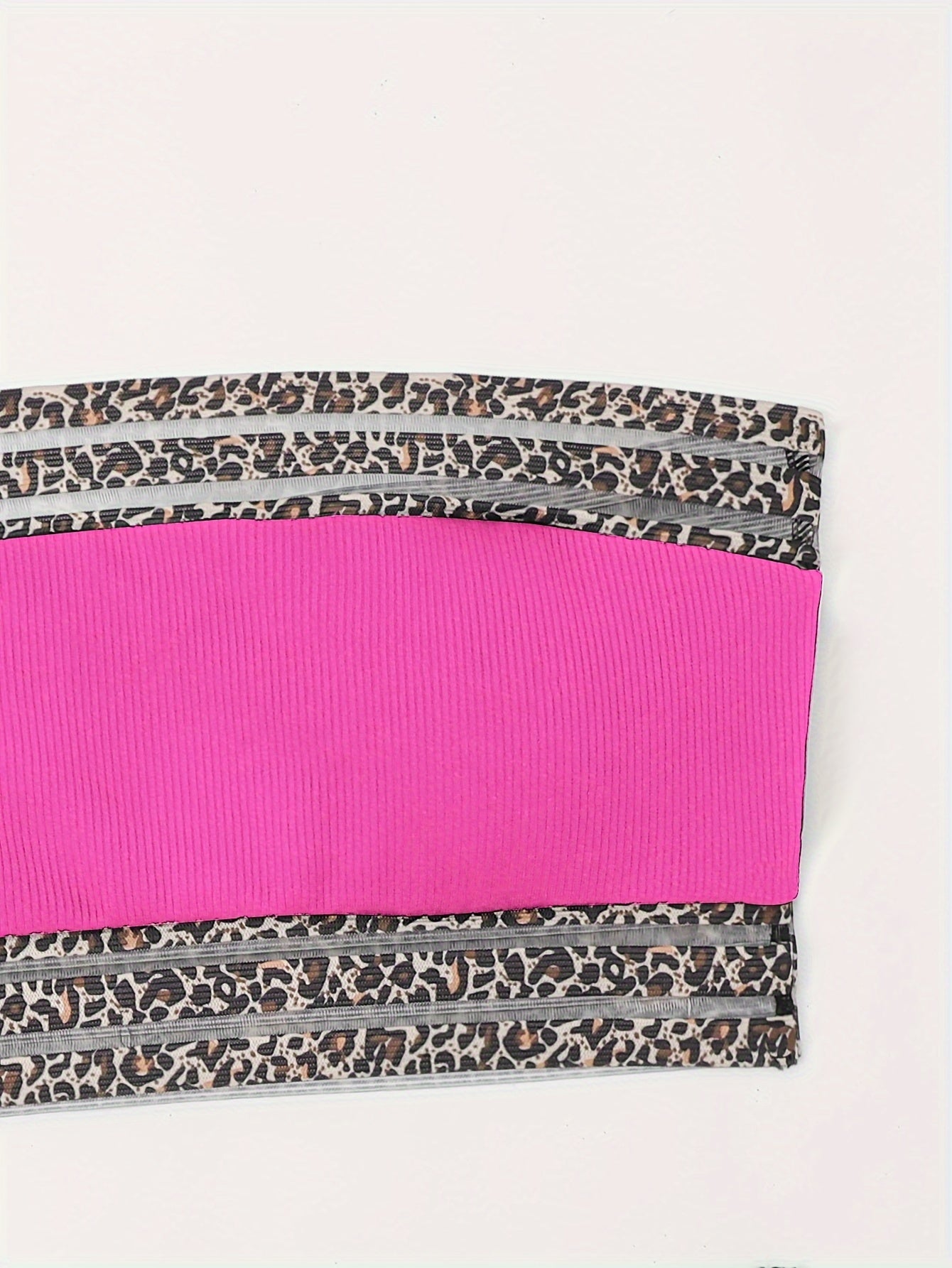 Stevvex leopard print high waist bandeau bikini set with mesh detail, suitable for beachwear, poolside, and summer vacations.