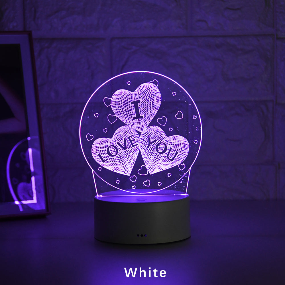 3D Glow LED Bedside Light Romantic Present Home Decor Small Desk Lamp