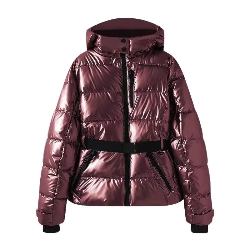 Ski Suit With Belt Stand-up Collar Warm Cotton Jacket