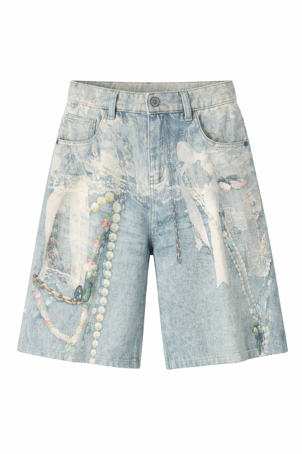 Undeveloped Pearl Shorts displayed on a hanger, showing their light fabric and casual style perfect for summer wear.