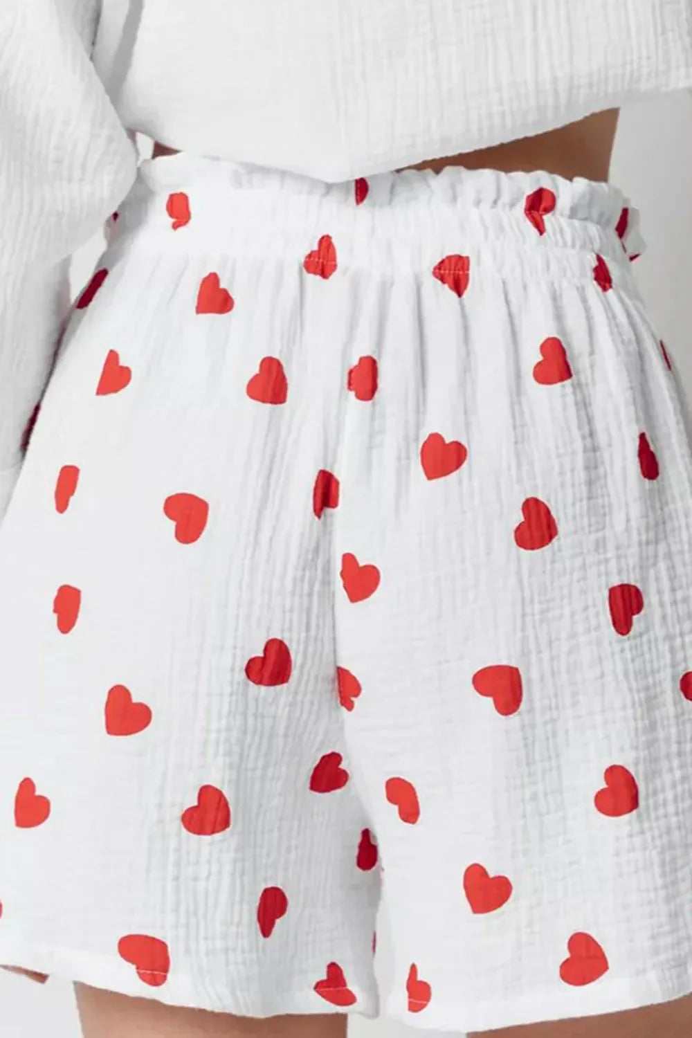 ShopBasicbae basic Bae heart collared neck button-down top and matching shorts set, casual summer outfit, pink fabric with heart details.