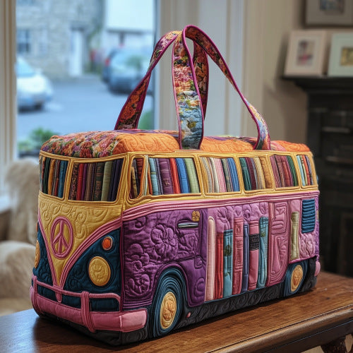 Quilted multifunctional travel tote bag by Social Buzz eSIMs, ideal for sports, fitness, and short trips, with embroidered design.