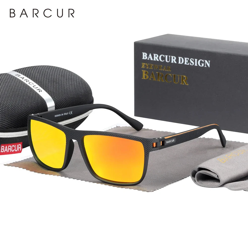 Stevvex BARCUR polarized sunglasses for men, lightweight TR90 square frame with UV400 protection, ideal for fishing and travel.