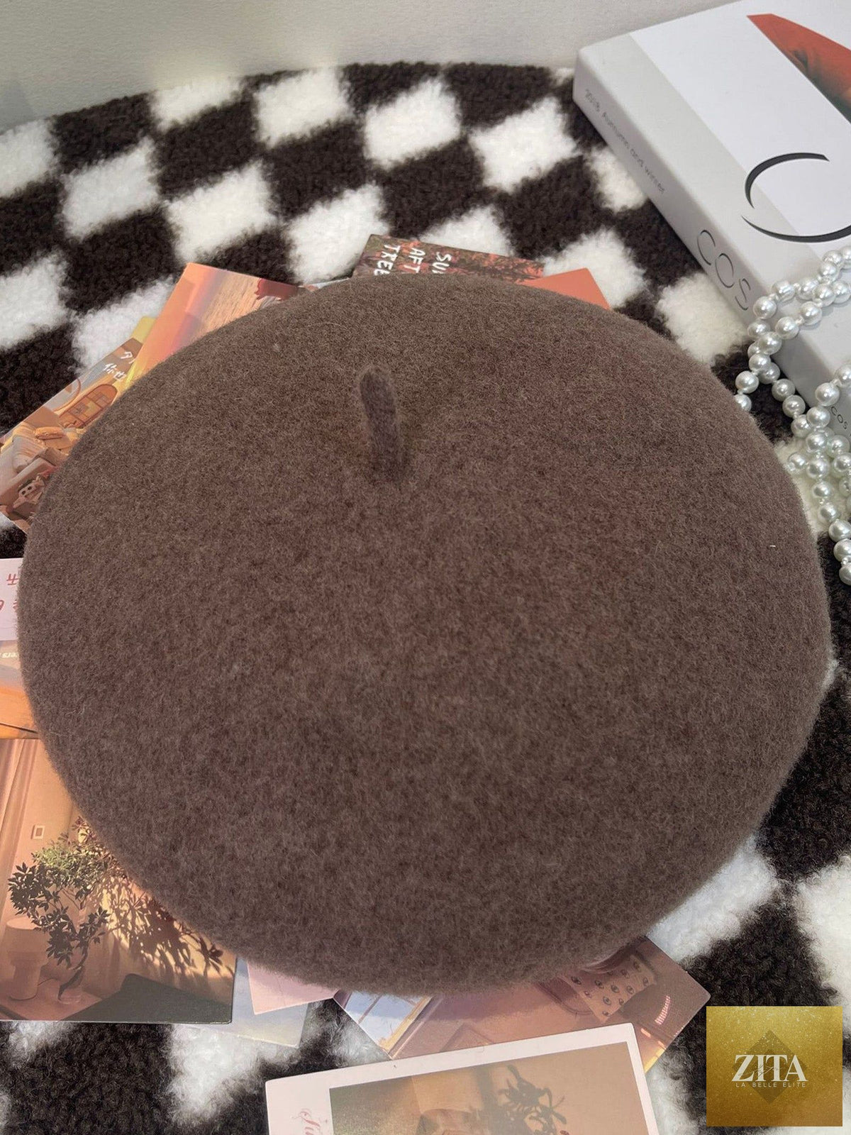 100% Wool Retro Hand-Knit Beret