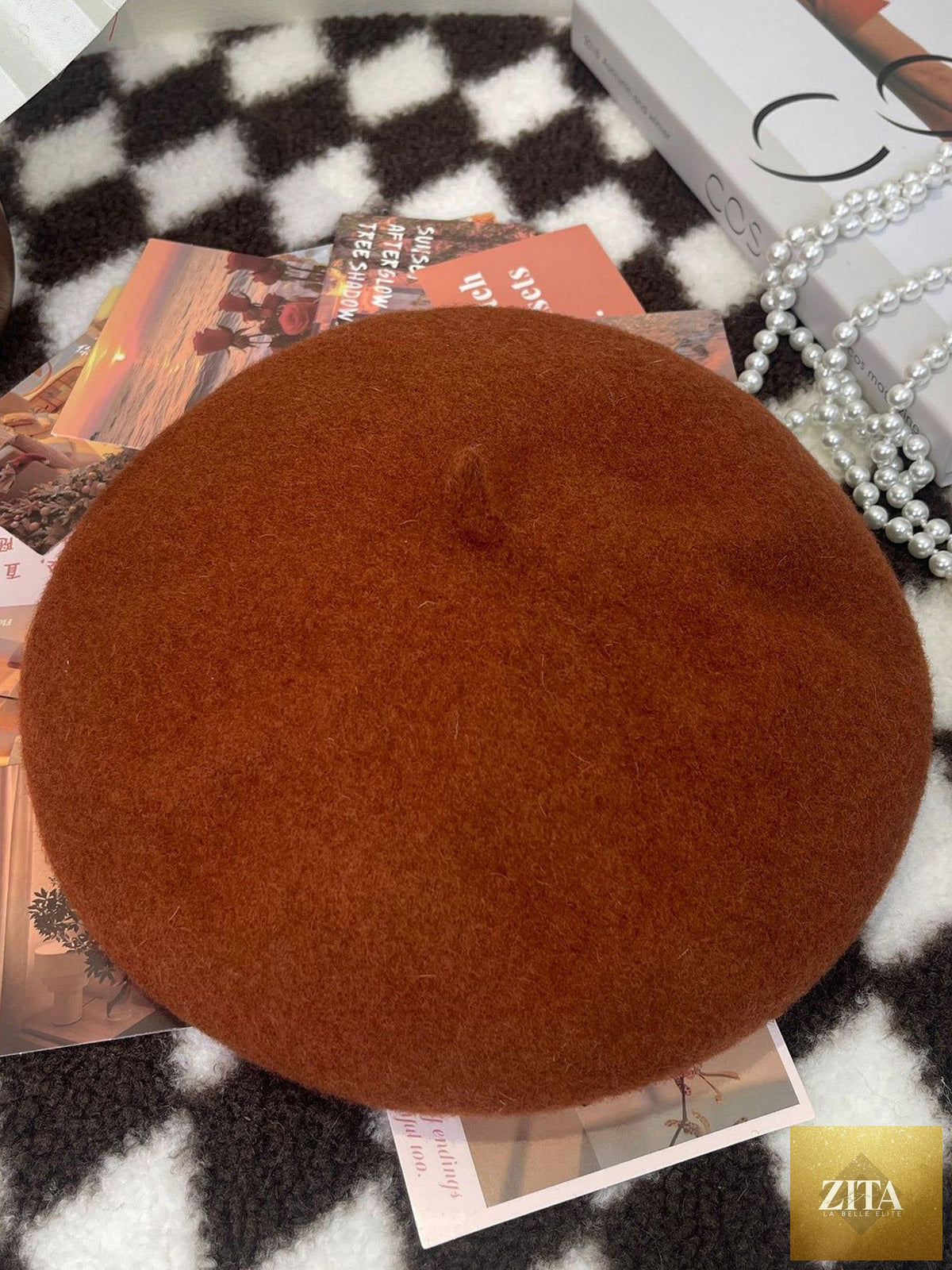 100% Wool Retro Hand-Knit Beret