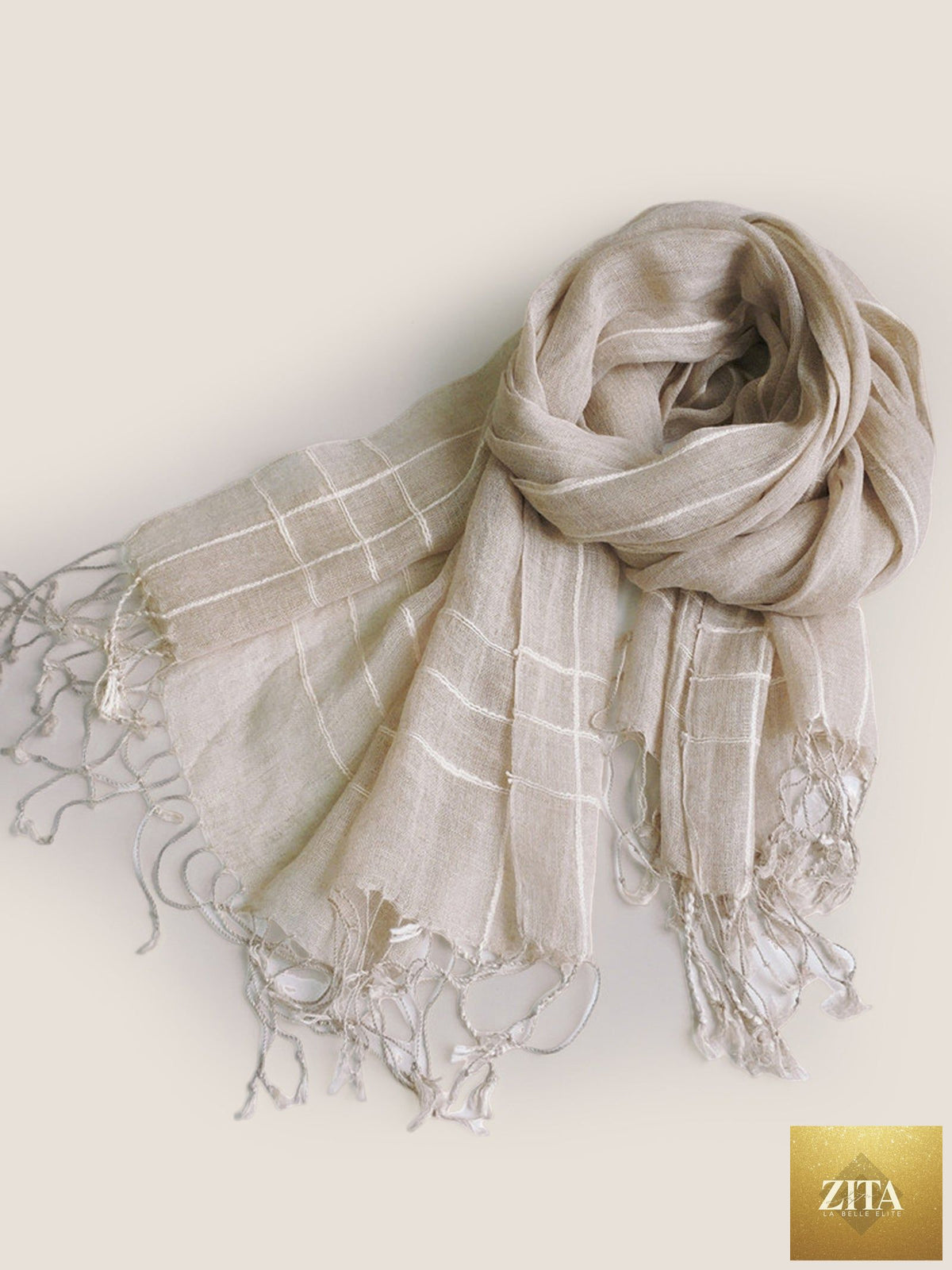 Linen Checkered Lightweight Scarf