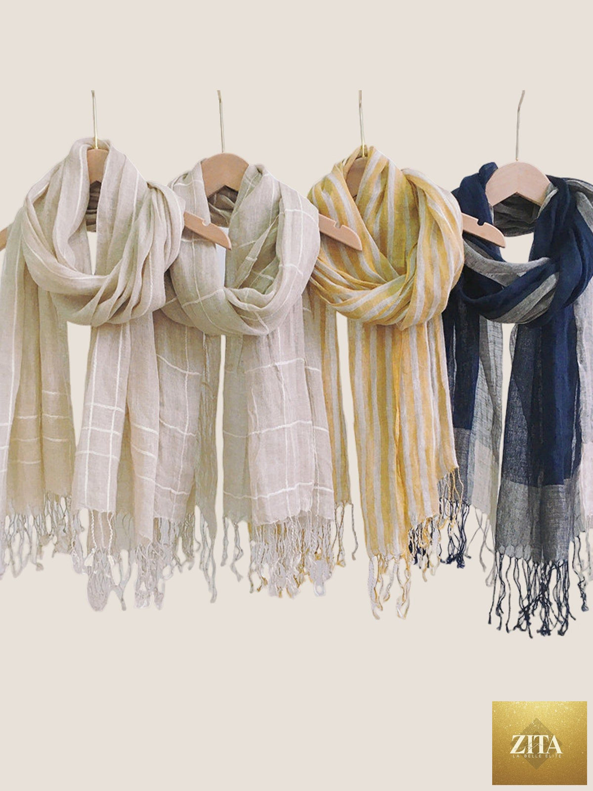 Linen Checkered Lightweight Scarf