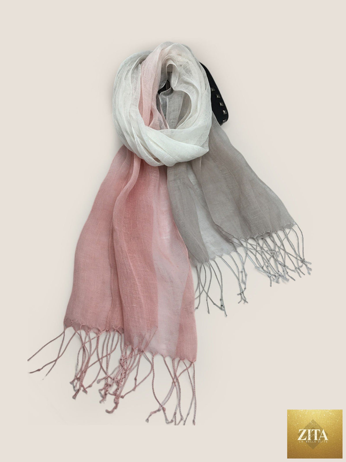100% Linen Gradient Fringed Light Scarf