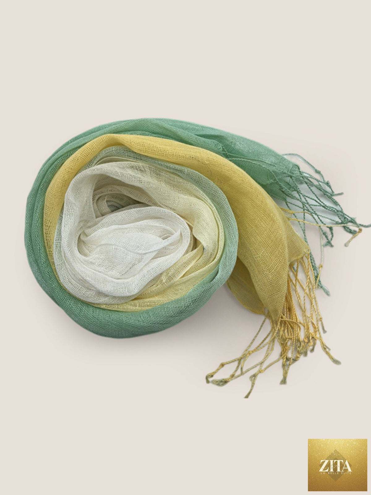 100% Linen Gradient Fringed Light Scarf