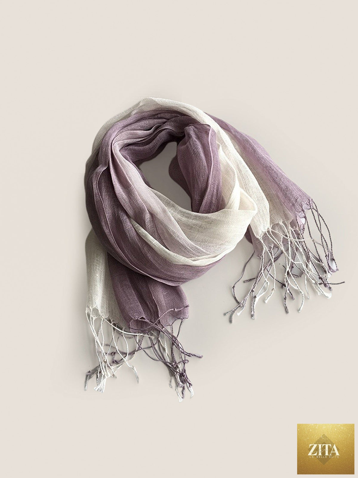 100% Linen Gradient Fringed Light Scarf