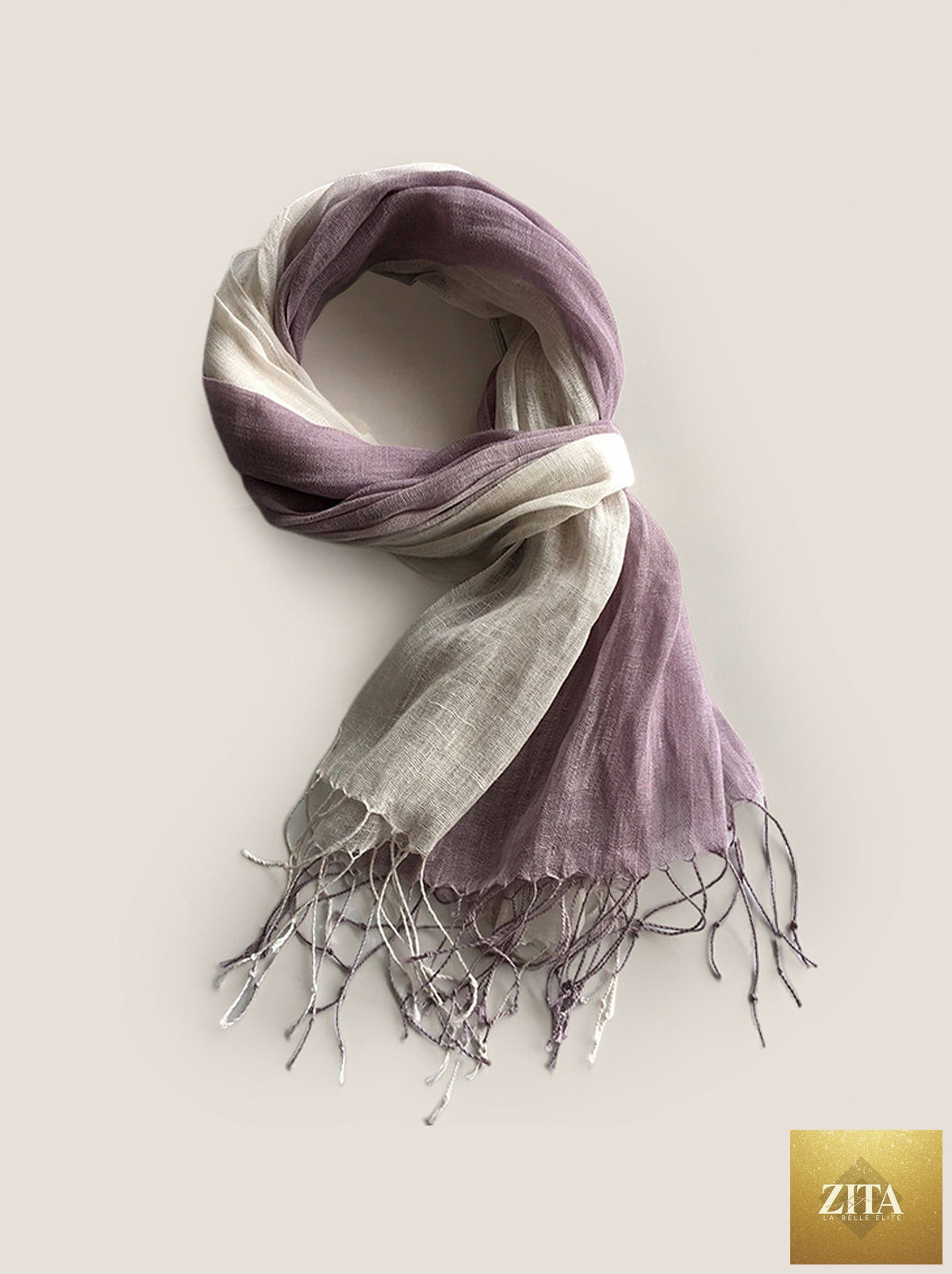 100% Linen Gradient Fringed Light Scarf