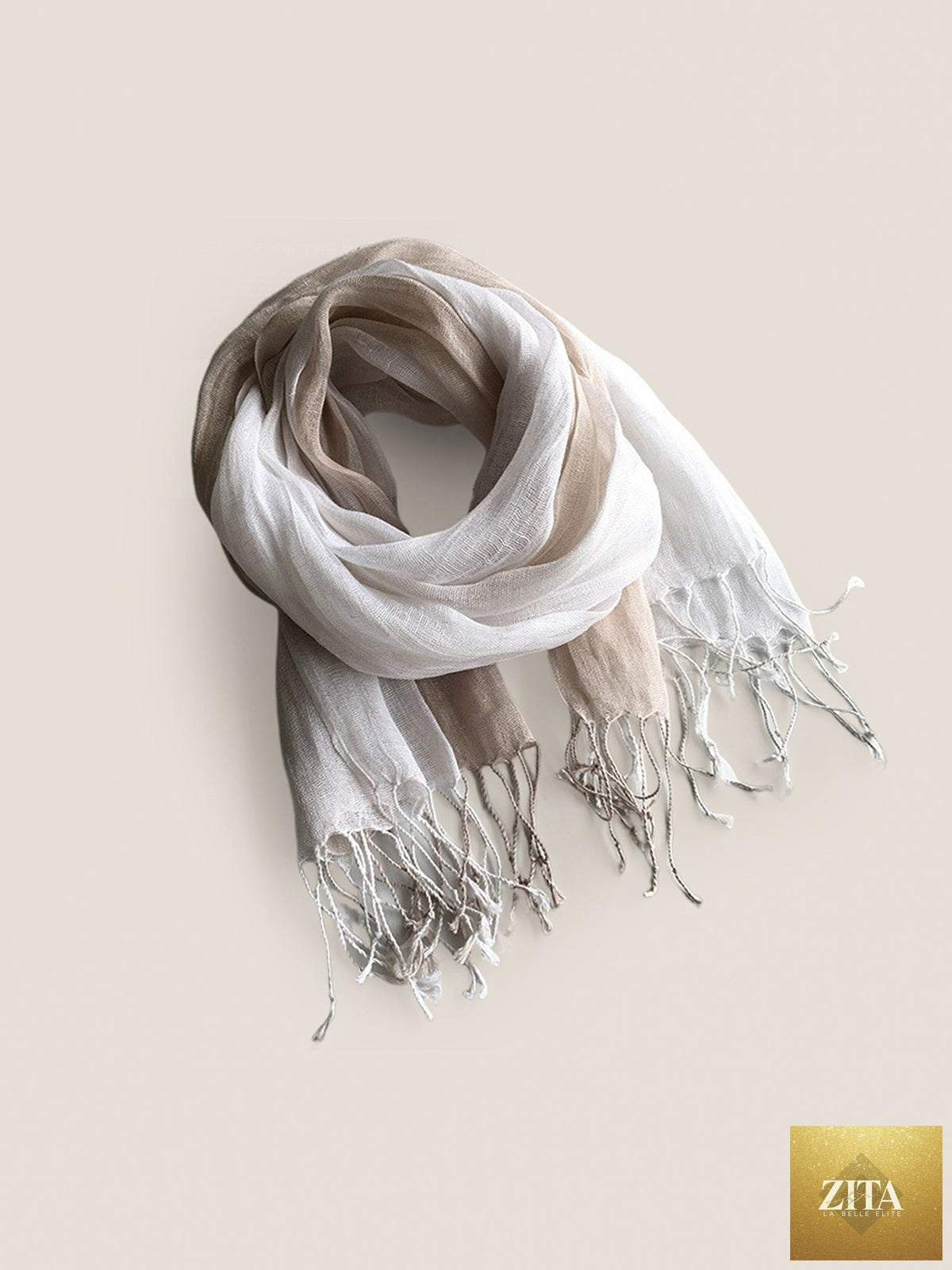 100% Linen Gradient Fringed Light Scarf