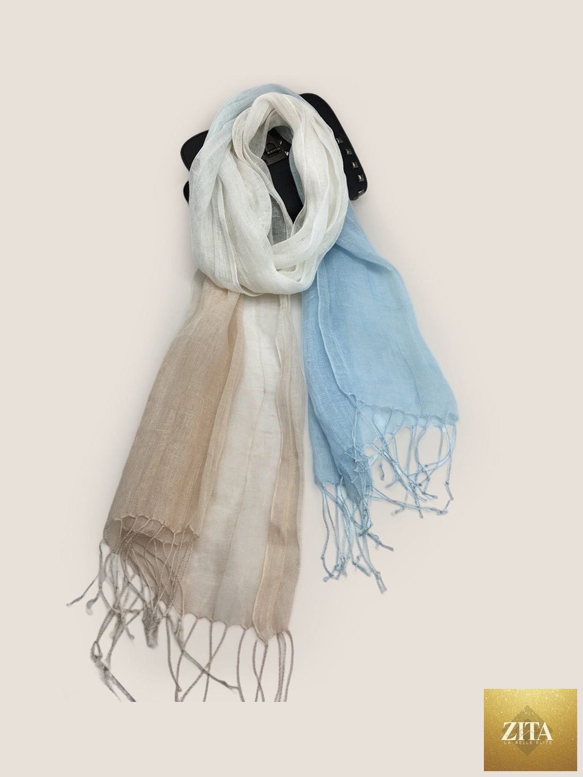 100% Linen Gradient Fringed Light Scarf
