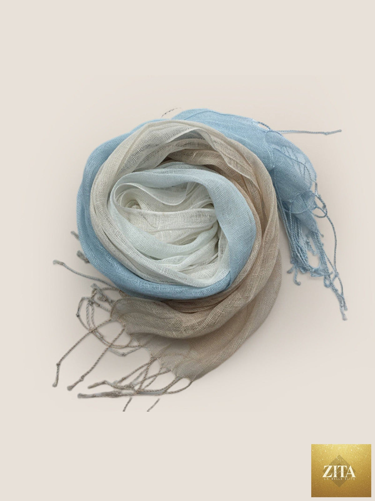 100% Linen Gradient Fringed Light Scarf
